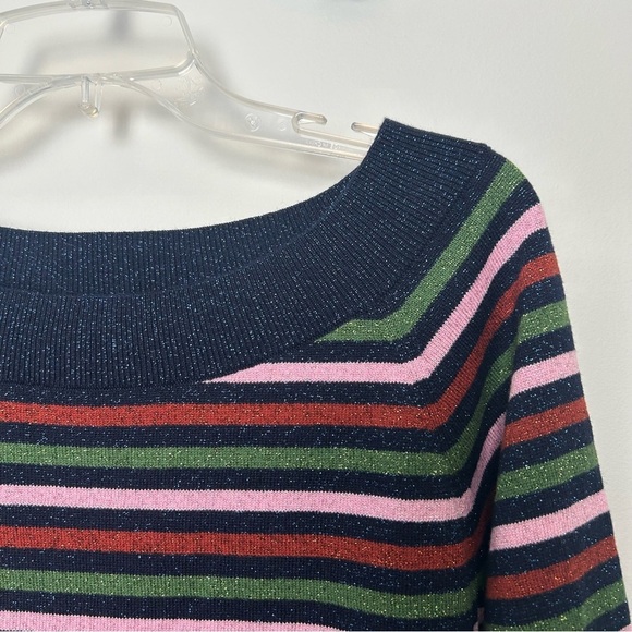 Boden Mabel Metallic Bishop Sleeves Striped Sweater - Picture 3 of 7